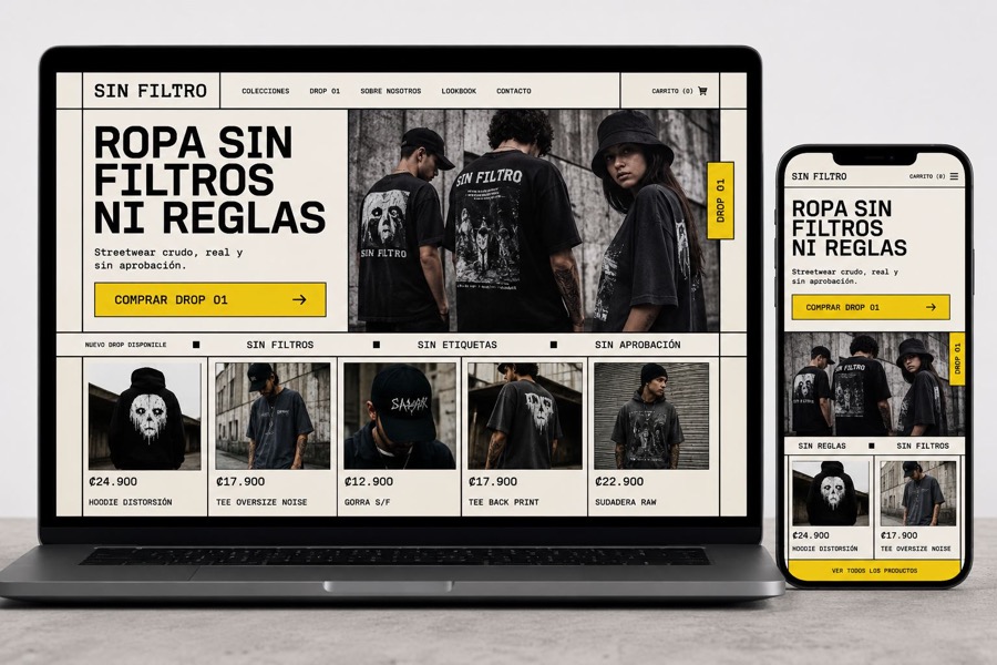 Ejemplo de estilo bold y brutalista