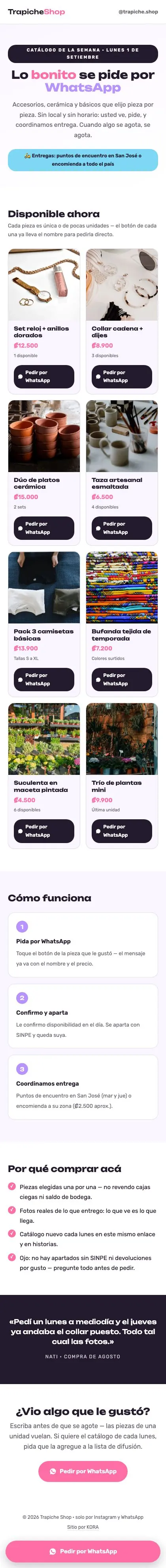 Micro-landing Trapiche Shop